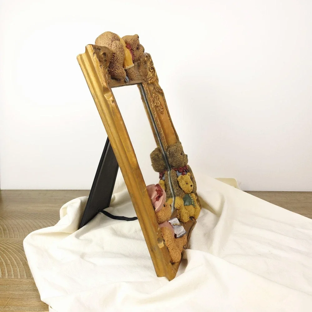 Vintage Teddy Bear Tabletop Mirror, 1990s Decor